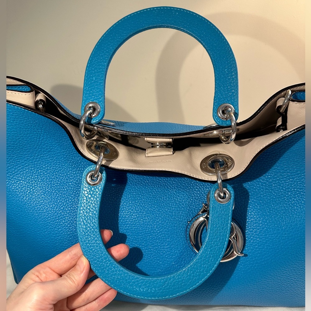 Christian Dior Diorissimo Tote Large Blue Leather - Picture 11 of 16